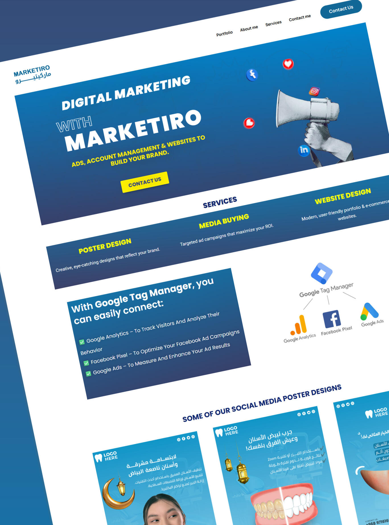 عرض خدمات ماركيتيرو عرض خدمات ماركيتيرو: إدارة إعلانات مدفوعة وتصميم مواقع وربط Google Tag Manager